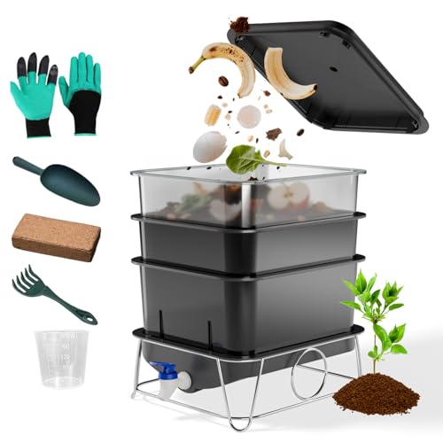 15L 3-Tray Worm Farm Composting Bin with Tool Set O910