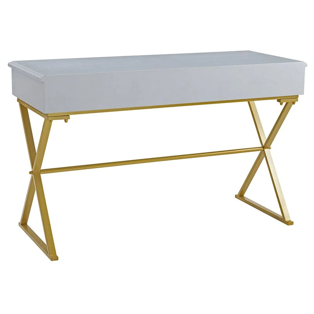 Gray Two Drawer Wood and Metal Desk X9760