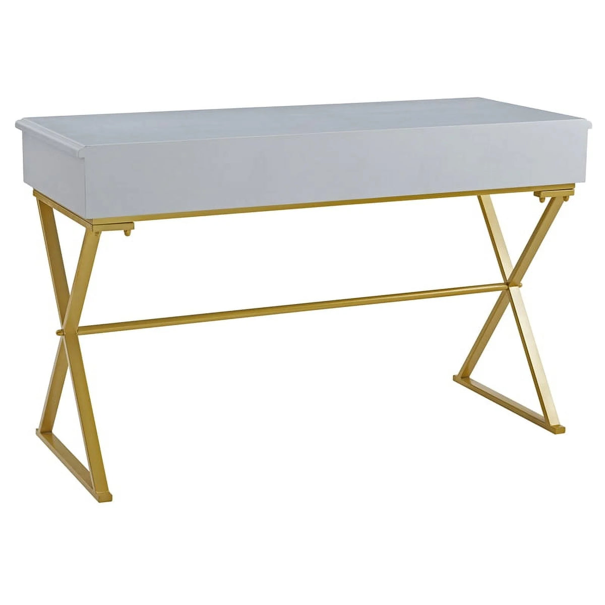 Gray Two Drawer Wood and Metal Desk X9760