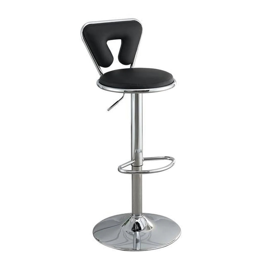 Black Faux Leather Adjustable Height Swivel Barstool Set of 2 M826525