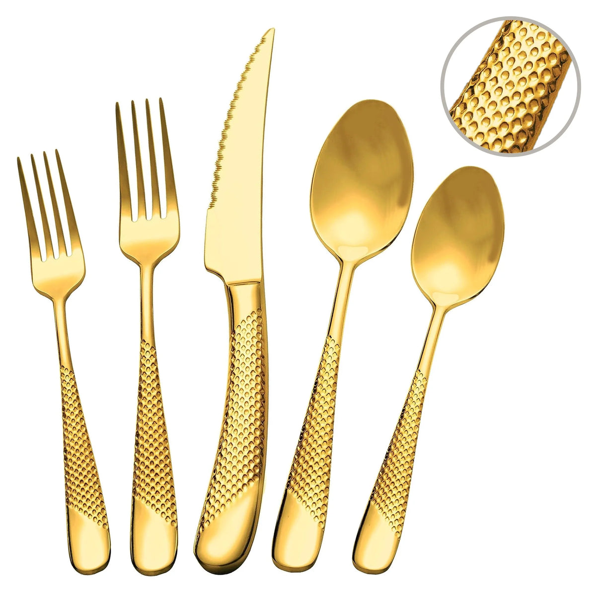 20 Piece Hammered Stainless Steel Flatware Set H47436