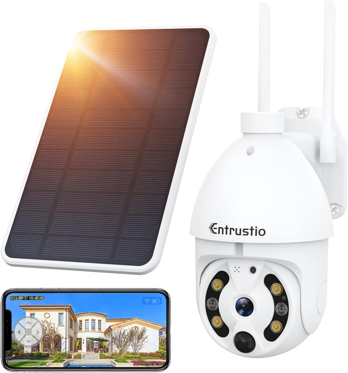 Wireless 360° PTZ Solar Security Camera 1080P B3907