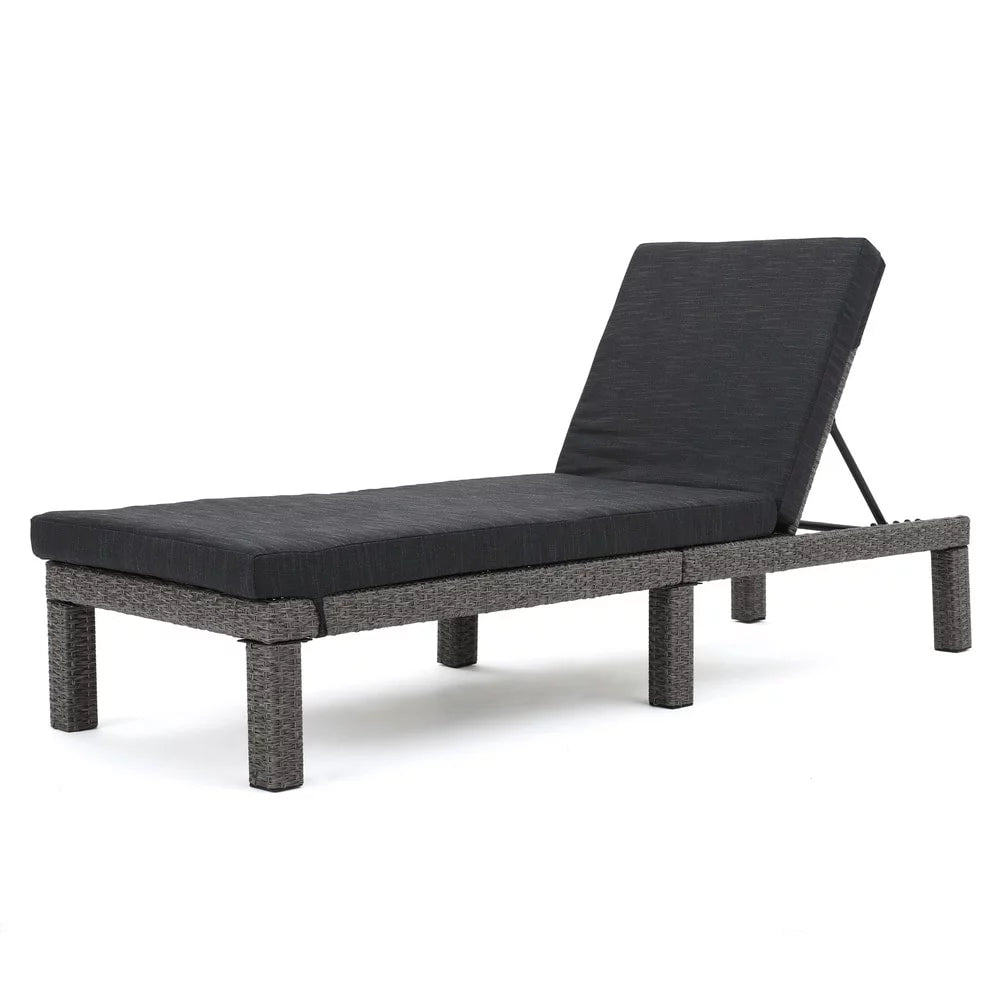 Adjustable PE Wicker Chaise Lounge with Cushion Set of 2 Q848672