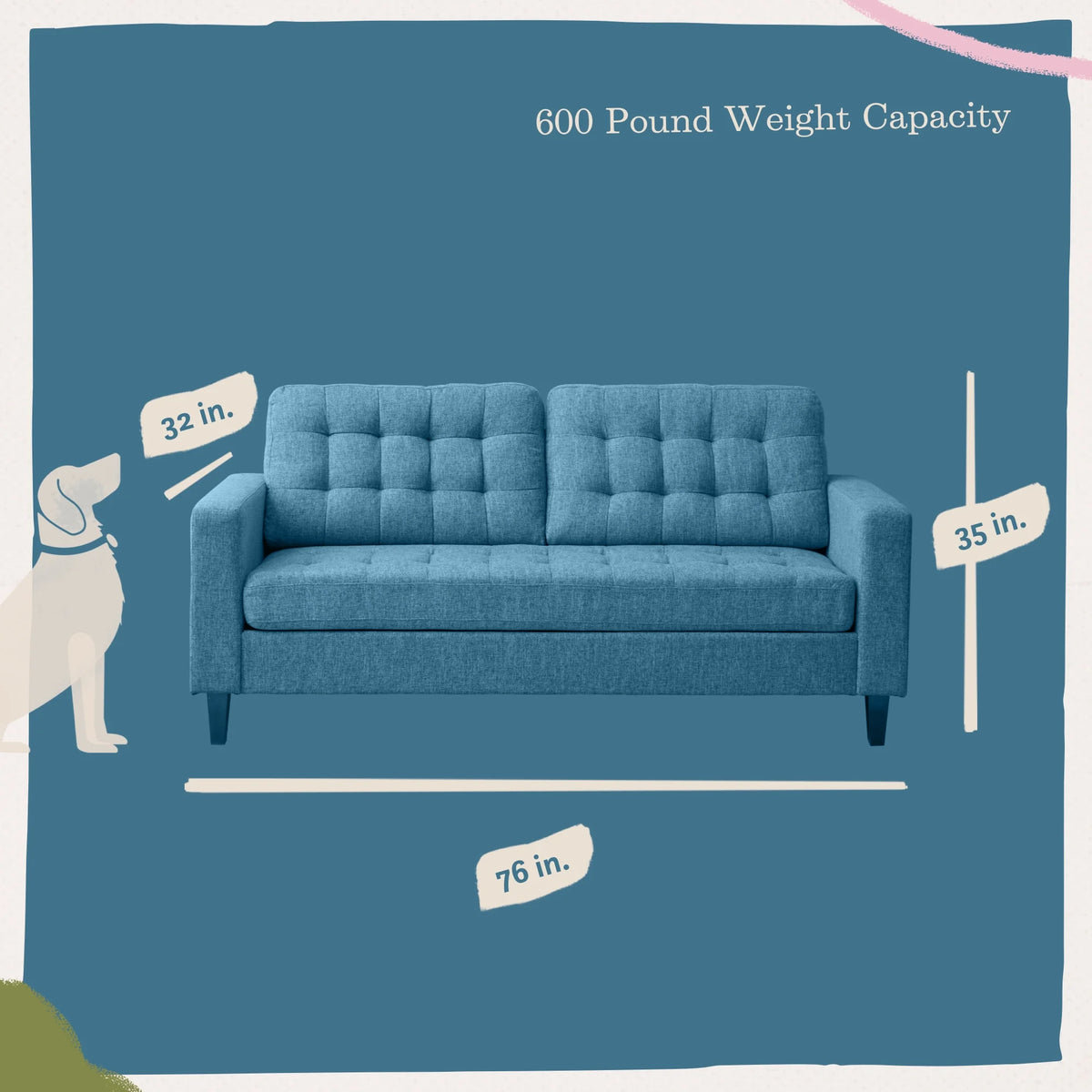 Navy Velvet Tufted Sofa U5420
