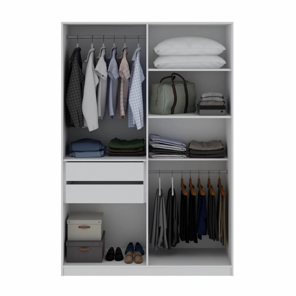 White Wood Wardrobe Armoire Closet W261953