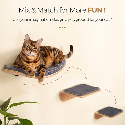 Cat Wall Shelves and Perch with Scratching Cushion T58285