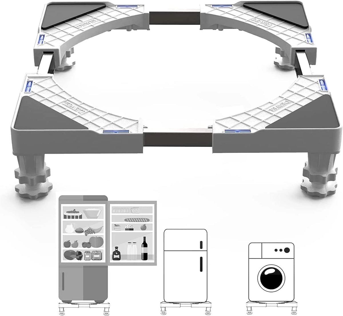 Adjustable Mini Fridge Stand with 4 Heavy Duty Feet White K839