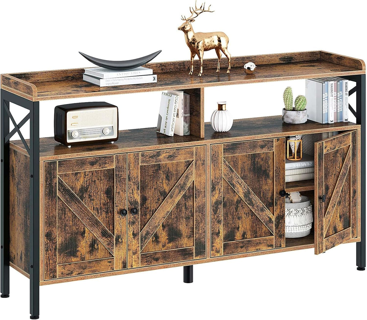 Rustic Brown 55Inch Console Table with Cabinet E92370