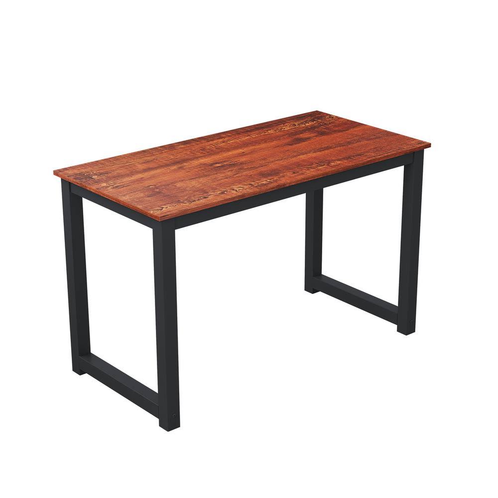 Brown Computer Desk with Black Metal Legs V903712