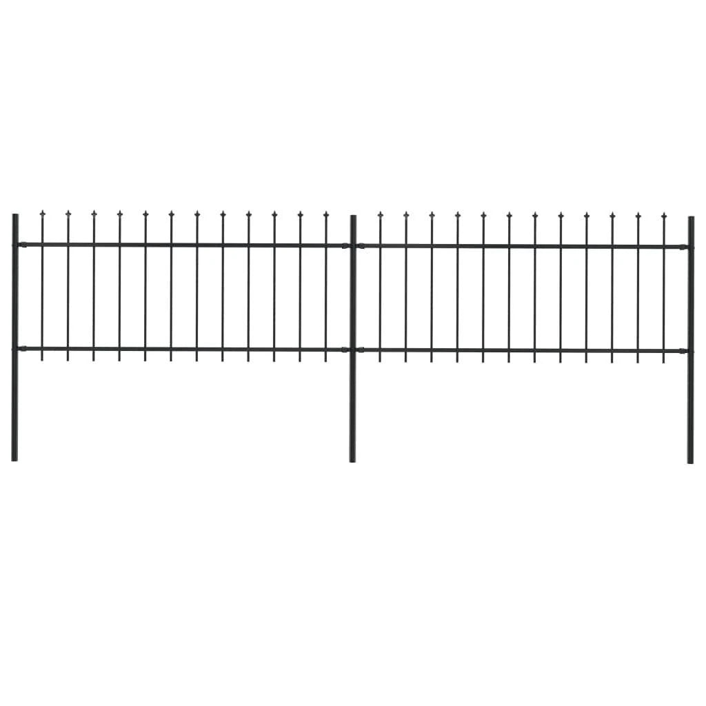 Black Steel Garden Fence with Spear Top A6930
