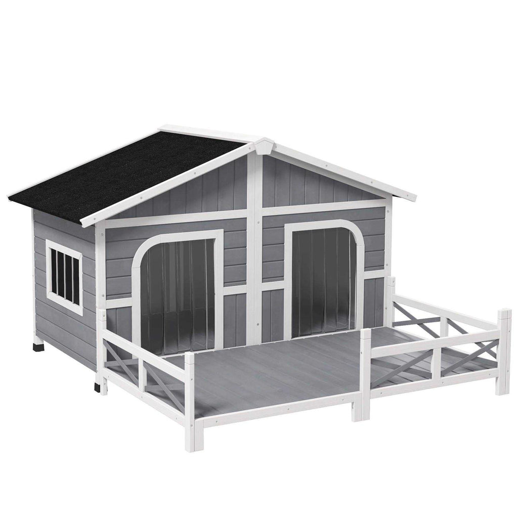 Wood Large Dog House with Porch Deck Y69691