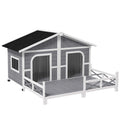 Wood Large Dog House with Porch Deck Y69691