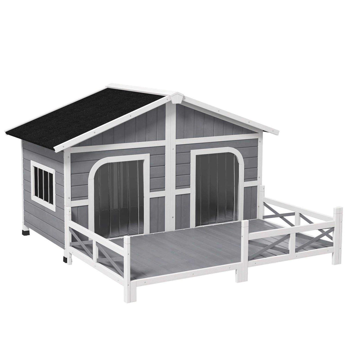 Wood Large Dog House with Porch Deck Y69691