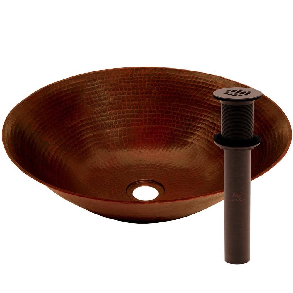 Copper Vessel Sink with Oil Rubbed Bronze Drain Z83672