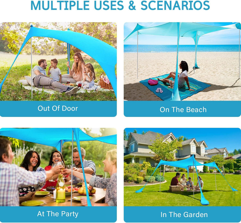 10X10ft UPF50+ Beach Tent Sun Shelter with 4 Poles U386241