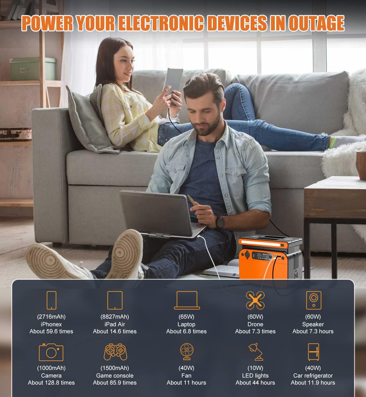 Portable Power Station 500W 518Wh LiFePO4 Battery Pack C844490