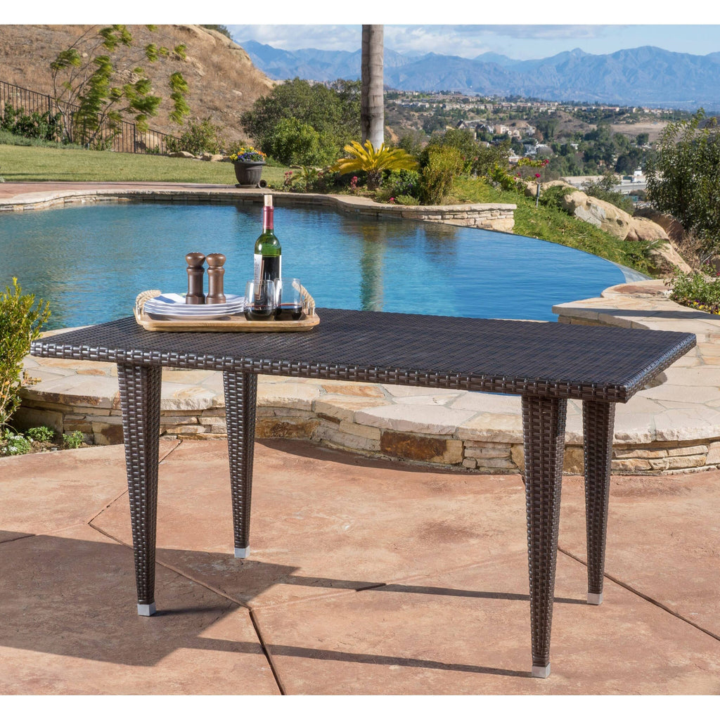 Rectangle Wicker Table Multi Brown D65154