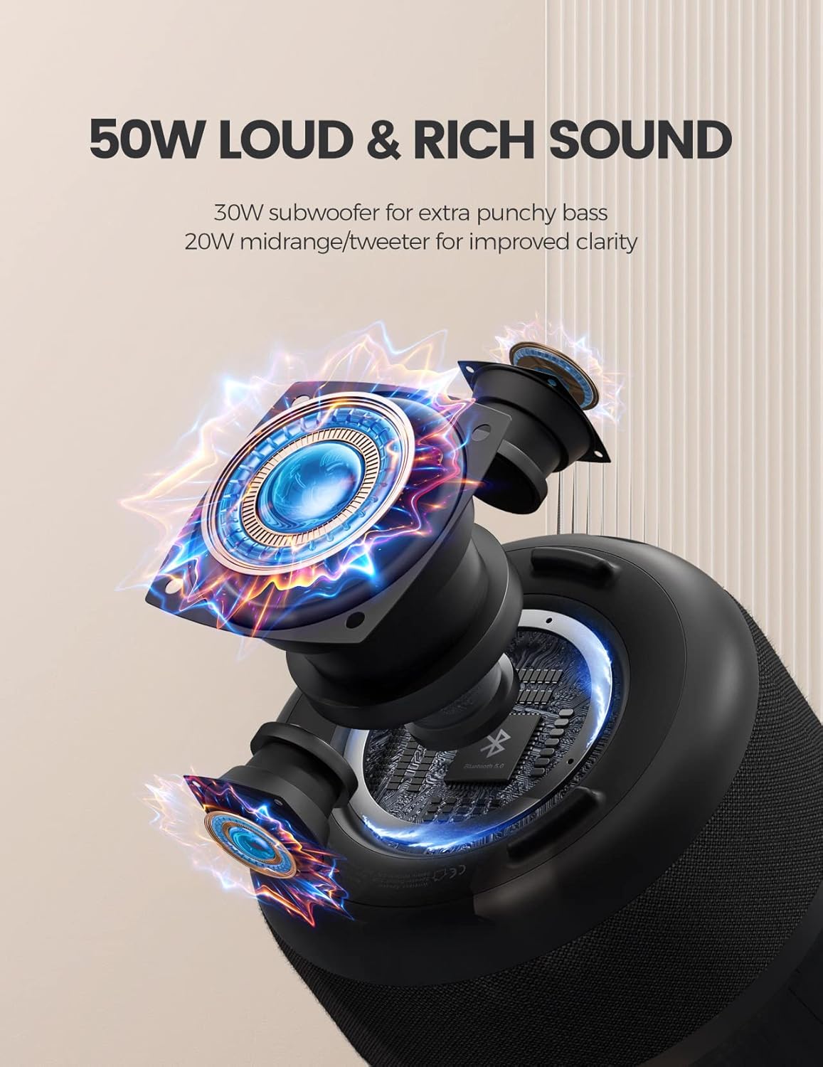 50W Bluetooth Speaker with Subwoofer R8054