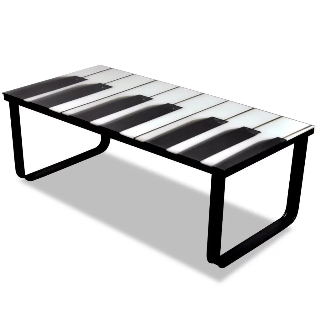 Piano Printing Glass Tabletop Coffee Table Y896