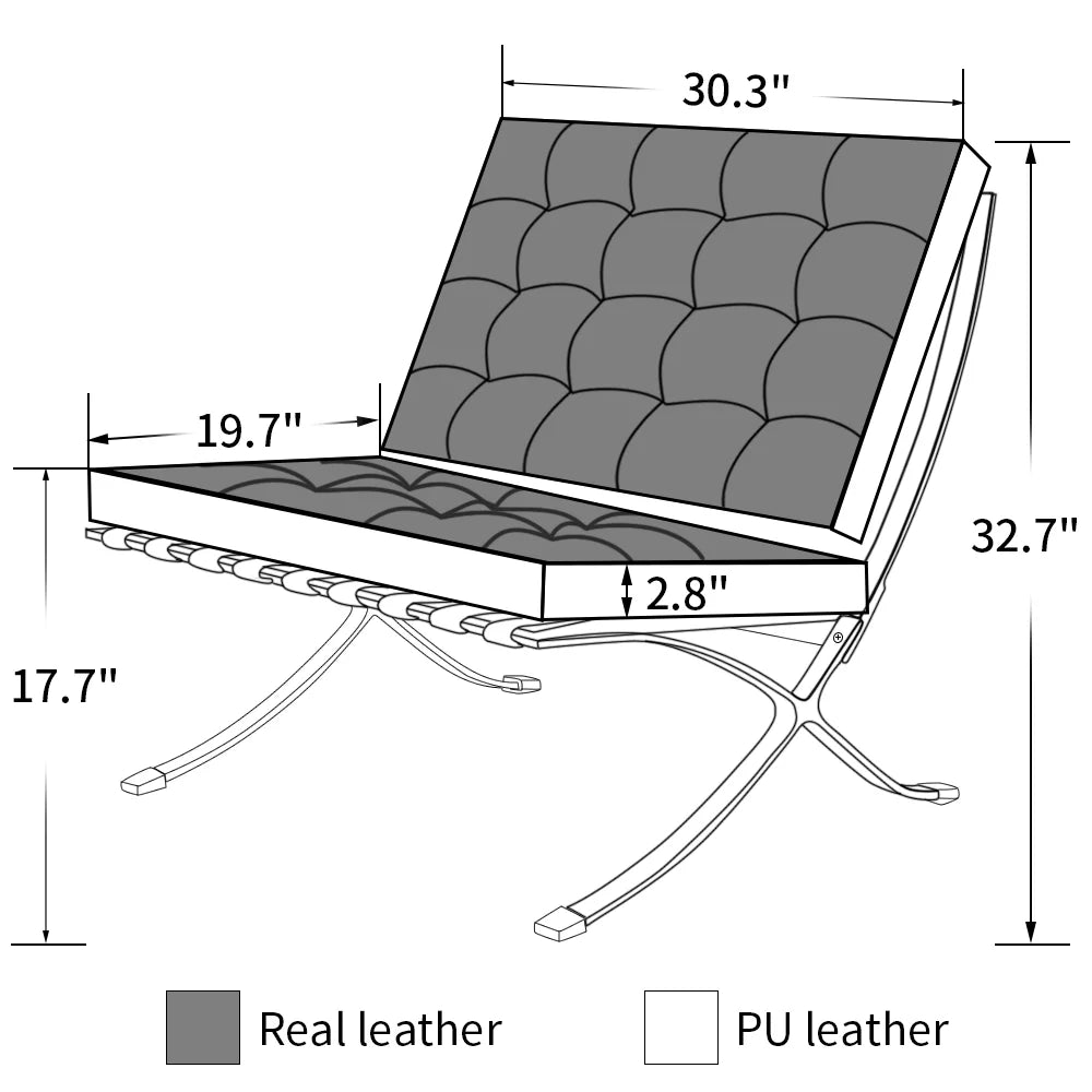 Leather Lounge Chair with Stainless Steel Frame M6973