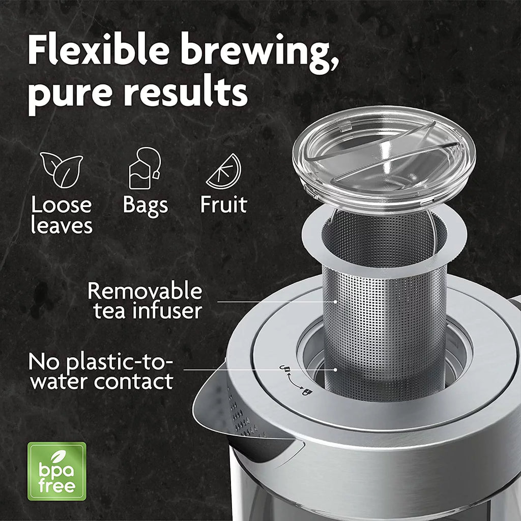 Electric Glass Kettle with Tea Infuser and Temperature Control R640