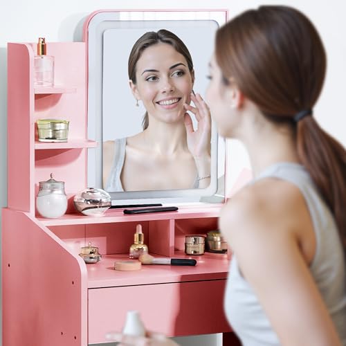 Small Vanity Desk with Mirror and Lights X412