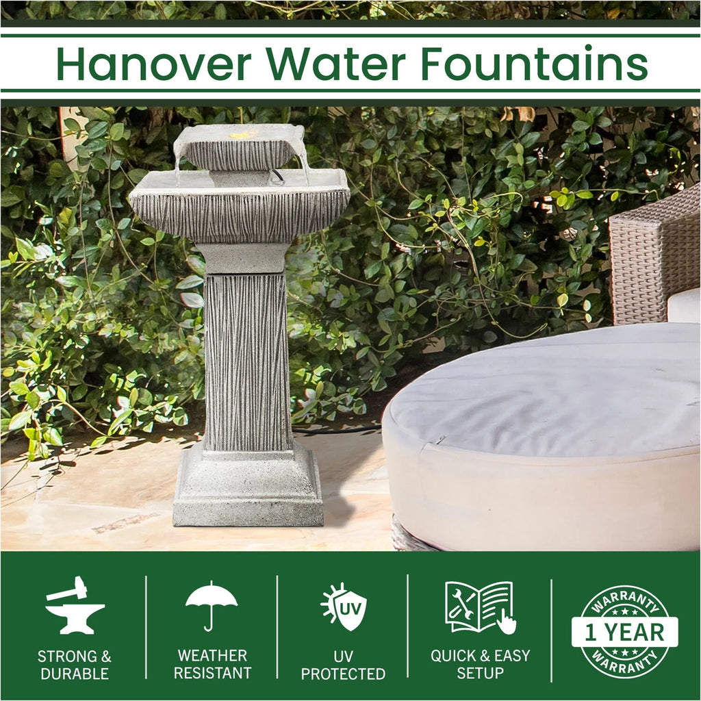 26-In. 2-Tier Pedestal Indoor or Outdoor Garden Fountain with LED Lights Q21983