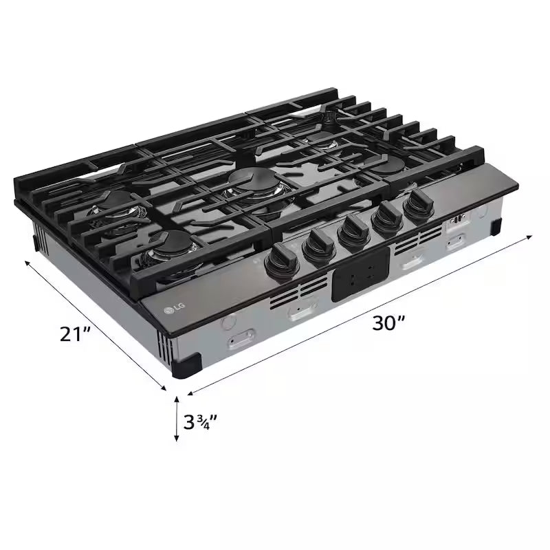 Black Stainless Steel 5 Burner Gas Cooktop Z634627