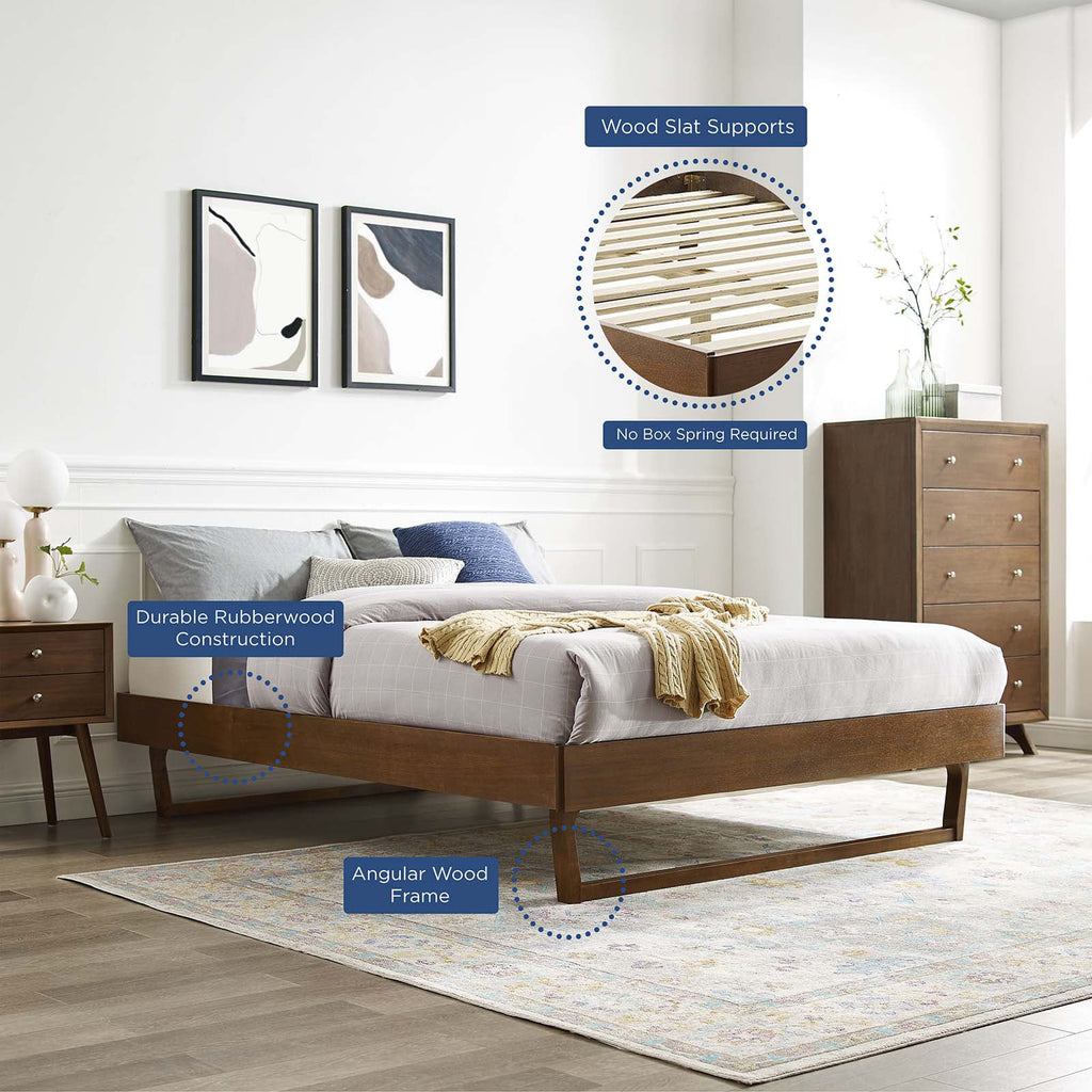 King Size Brown Walnut Wood Platform Bed Frame Z555131