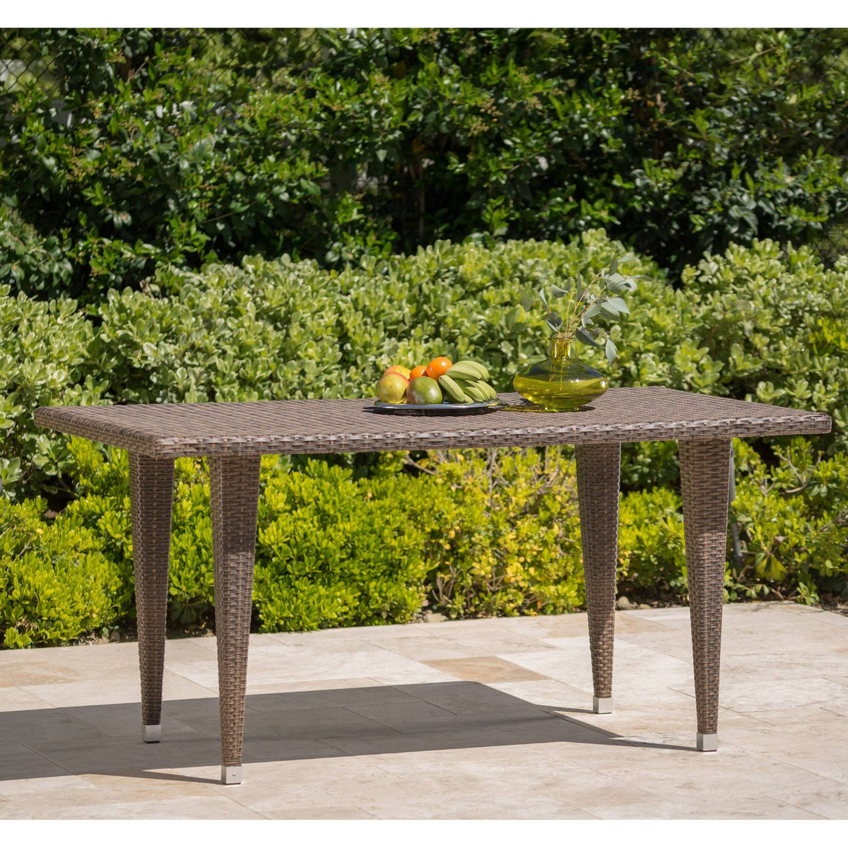 Rectangle Wicker Table Multi Brown D65154