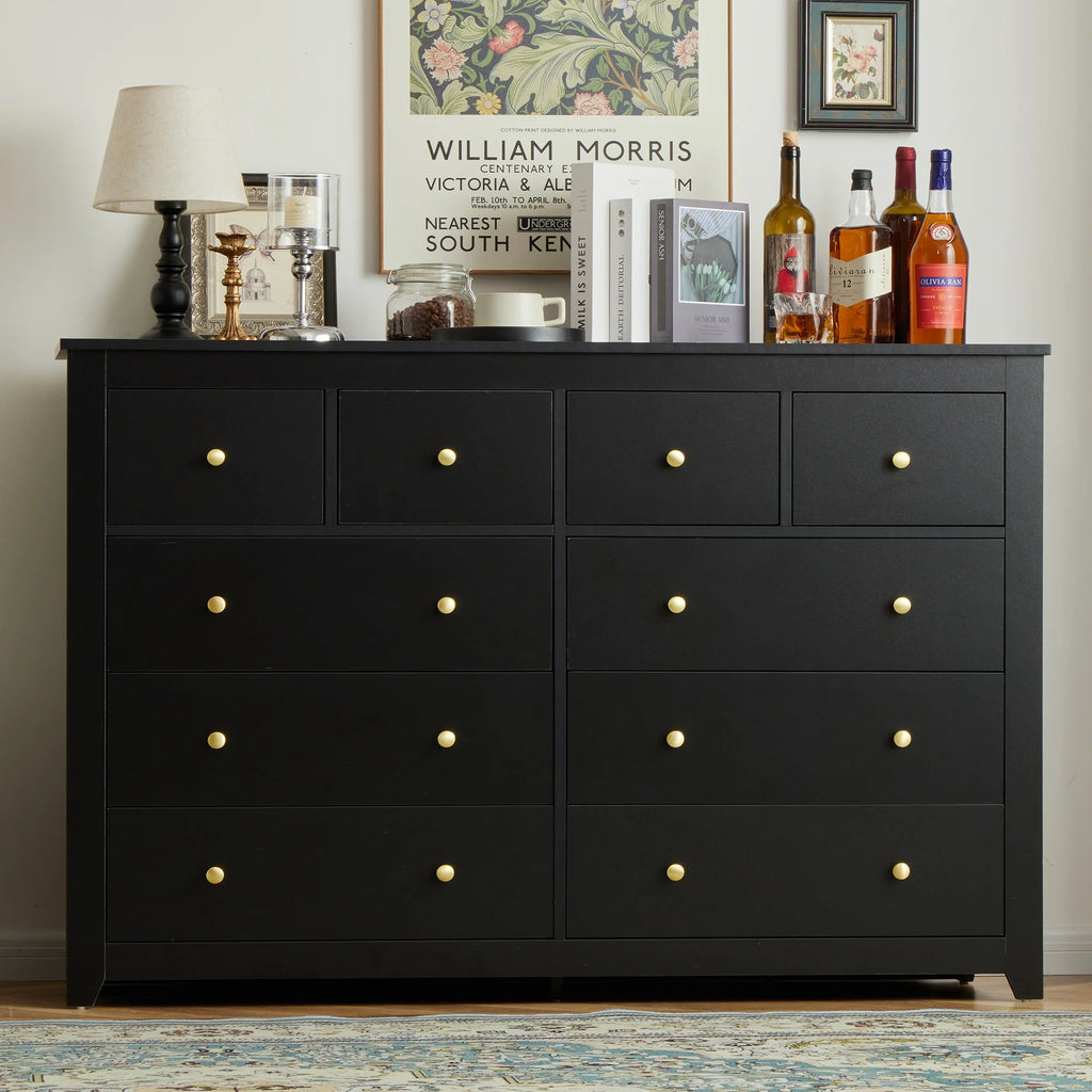White 10 Drawer Wood Dresser B581754