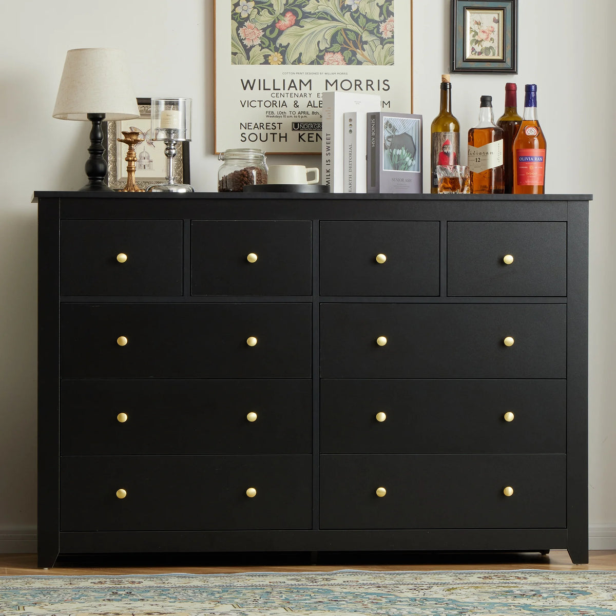 White 10 Drawer Wood Dresser B581754