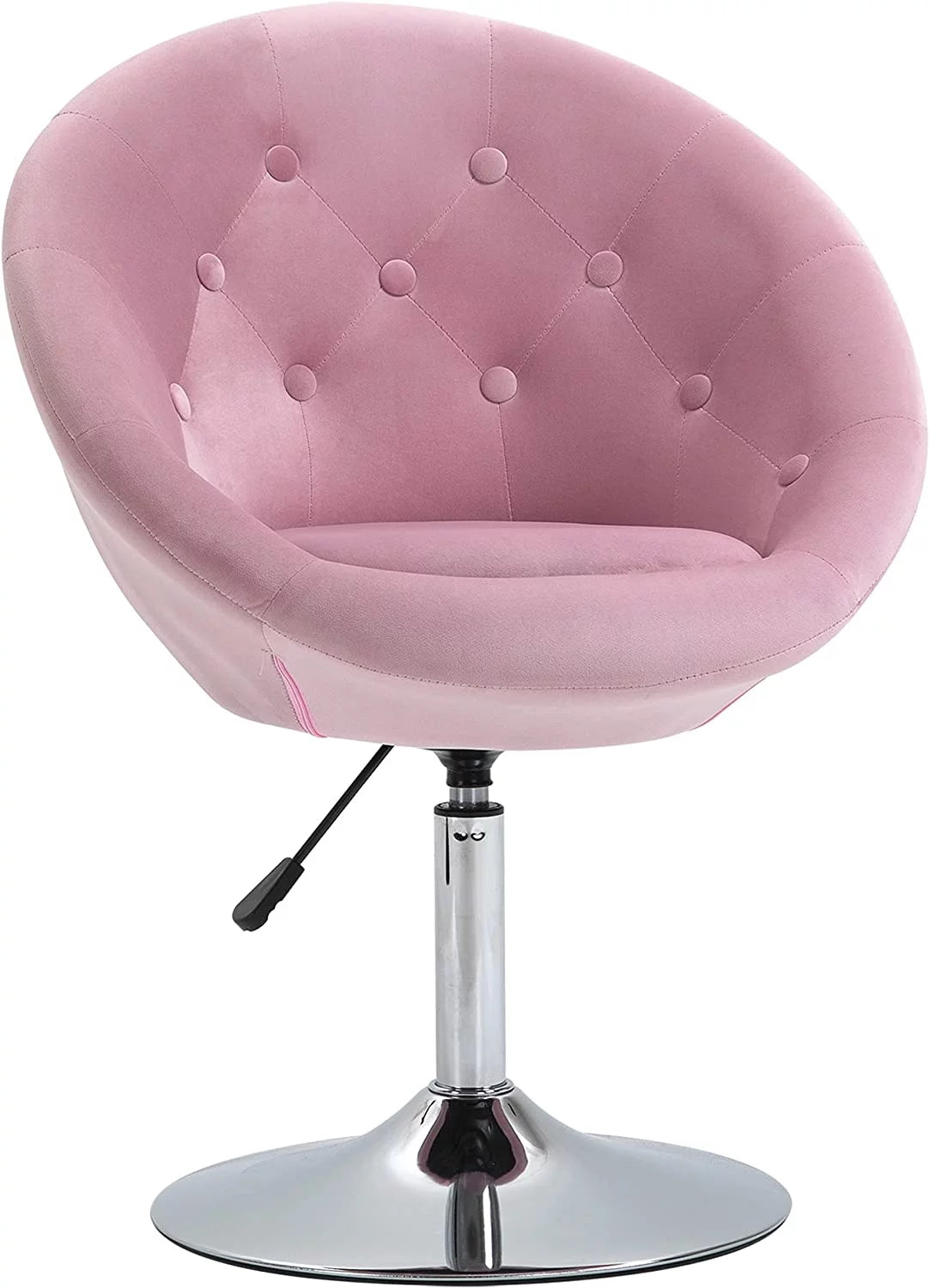 Pink Tufted Swivel Accent Chair Height Adjustable E670984