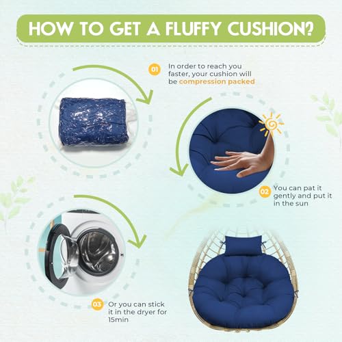 Round Waterproof Thicken Egg Chair Cushion with Pillow N63171