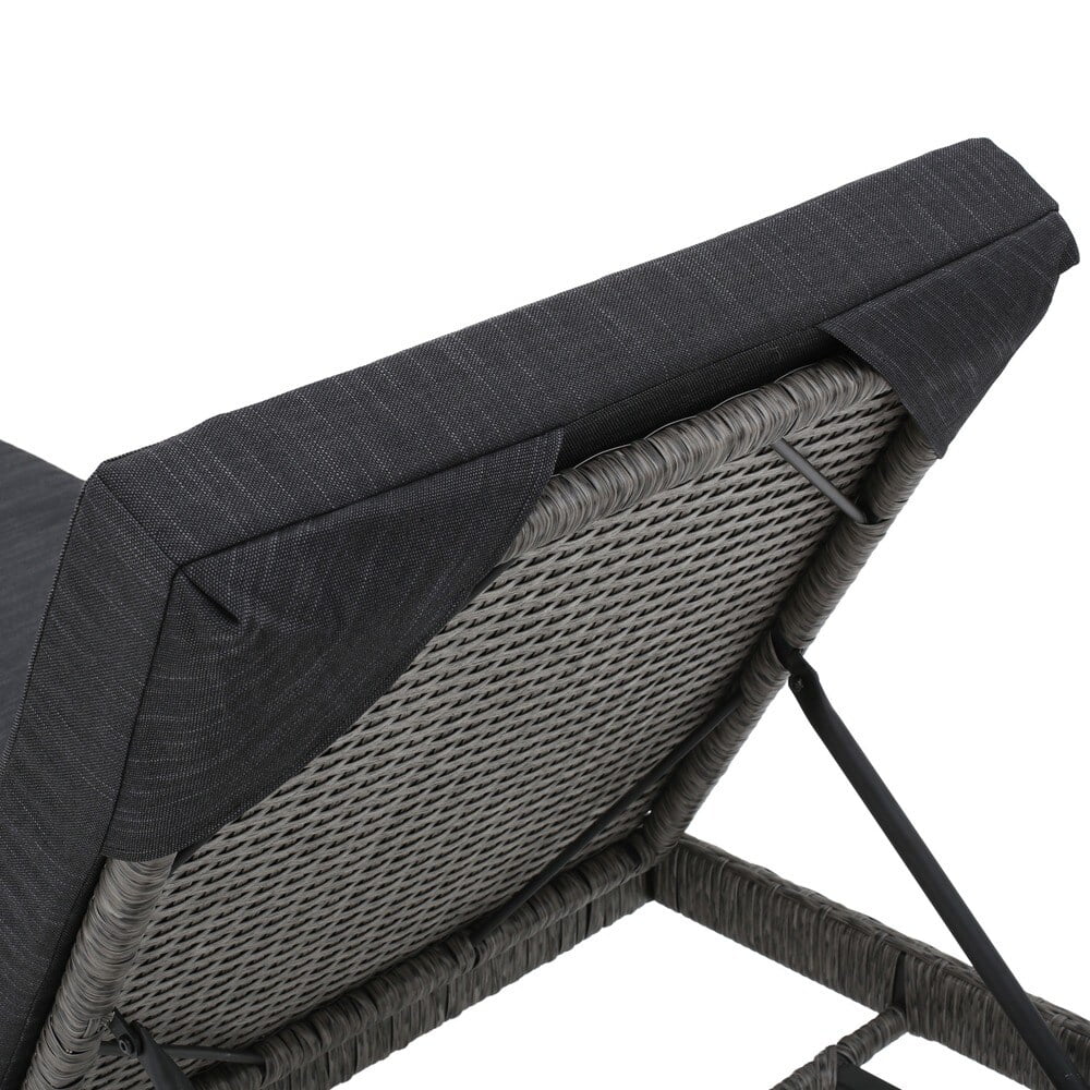 Adjustable PE Wicker Chaise Lounge with Cushion Set of 2 Q848672