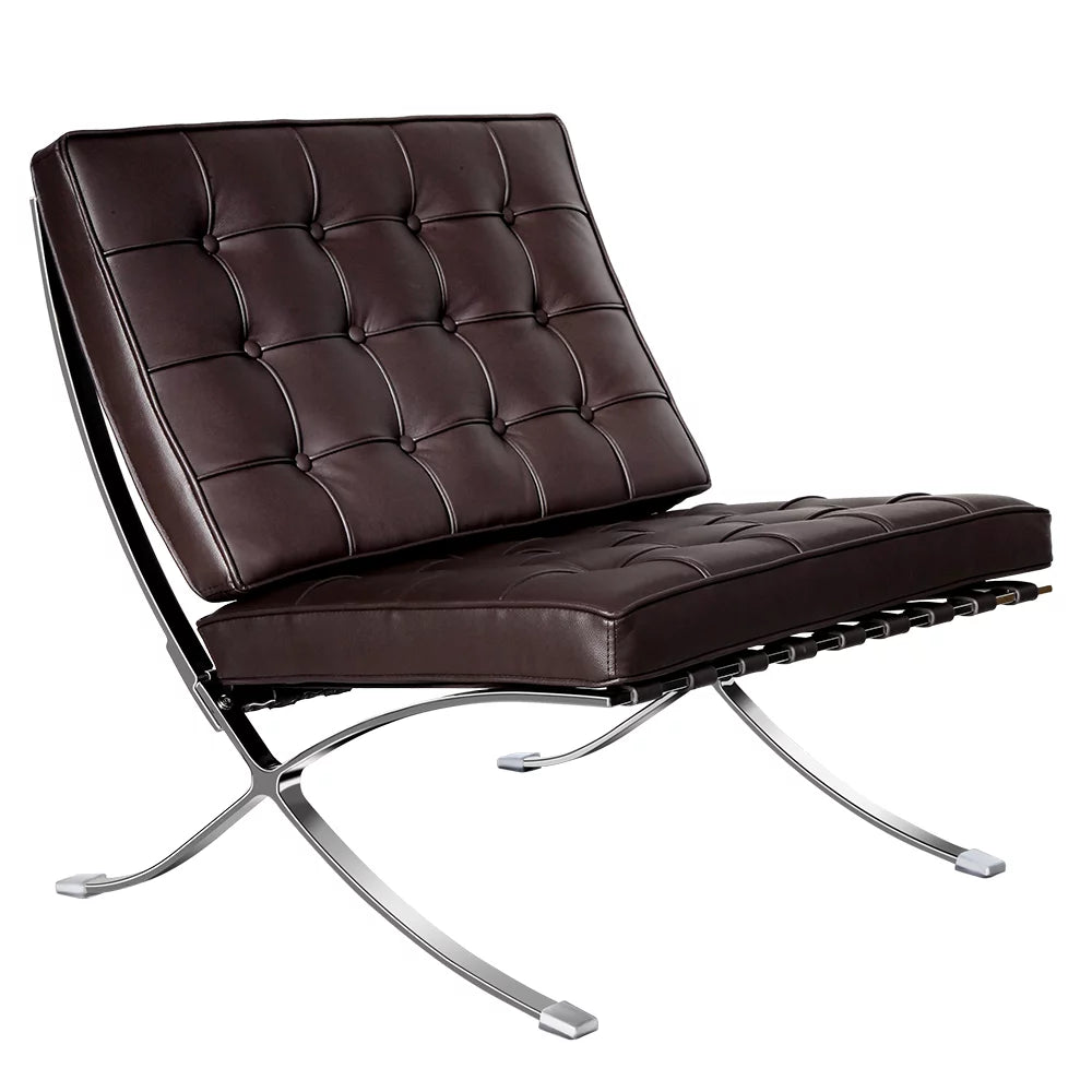 Leather Lounge Chair with Stainless Steel Frame M6973