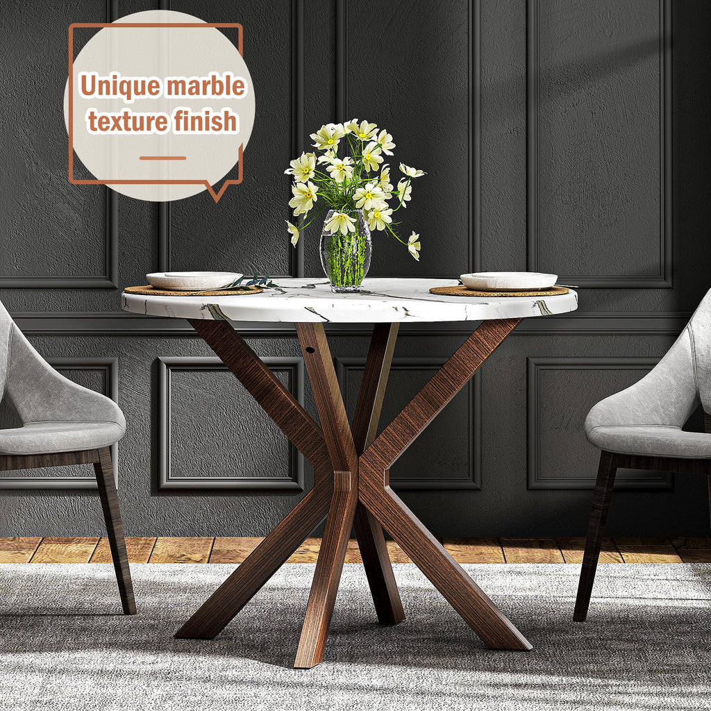 39.4" Round Wood Dining Table with Steel Legs B578