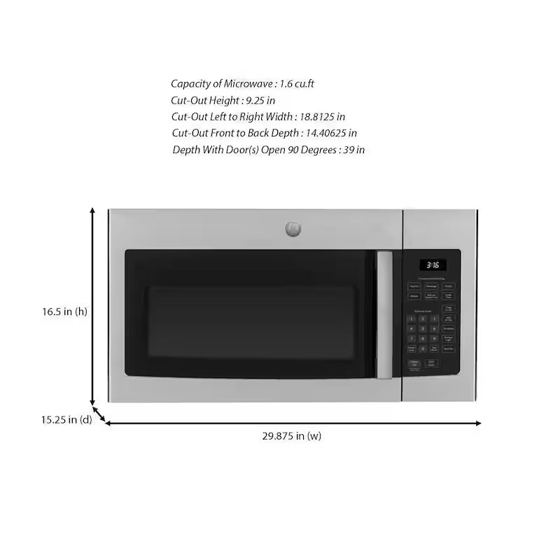 1.6 cu. ft. Over-the-Range Microwave in Stainless Steel M3349