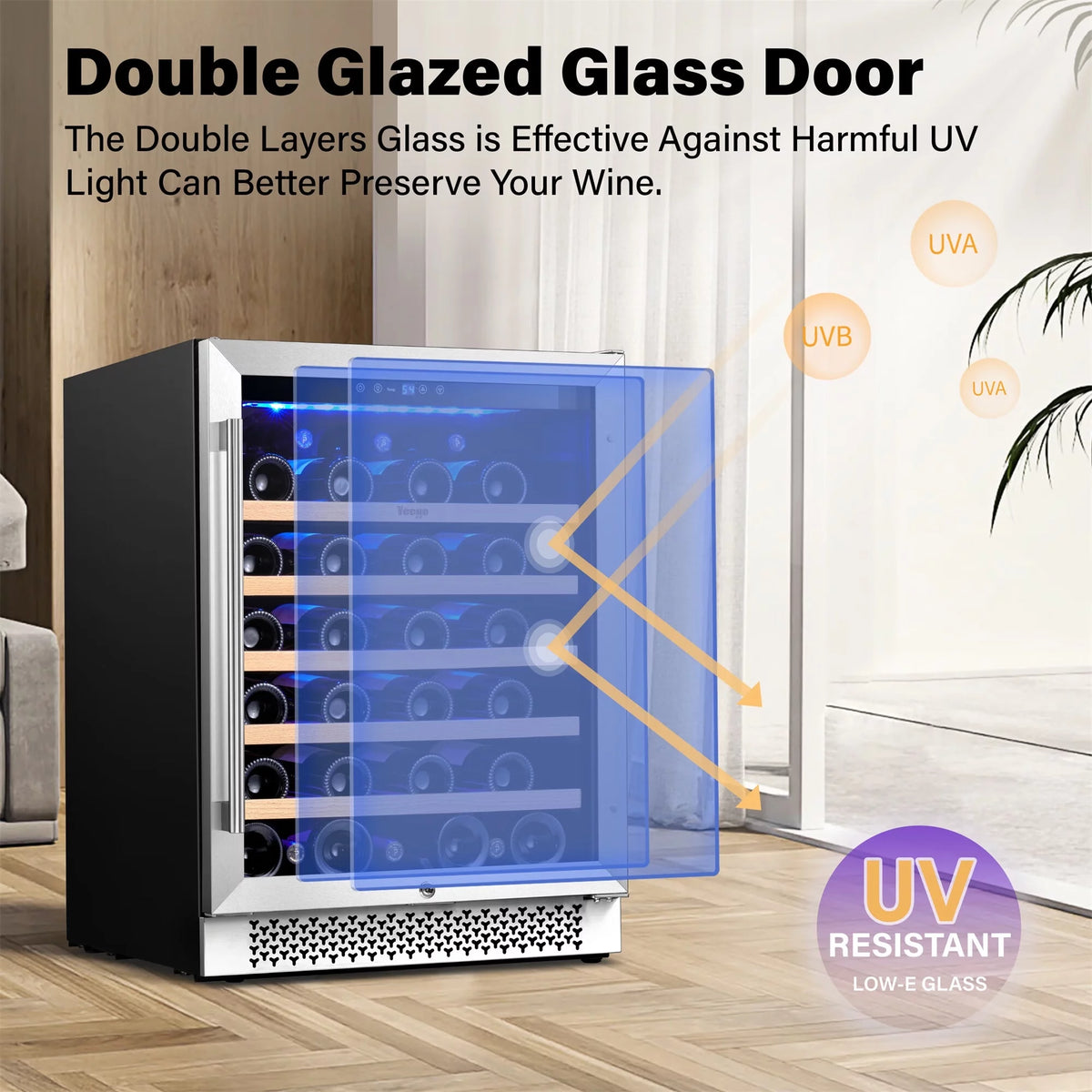 24 Wine Refrigerator Cooler 52 Bottles Glass Door Built in or Freestanding H223115