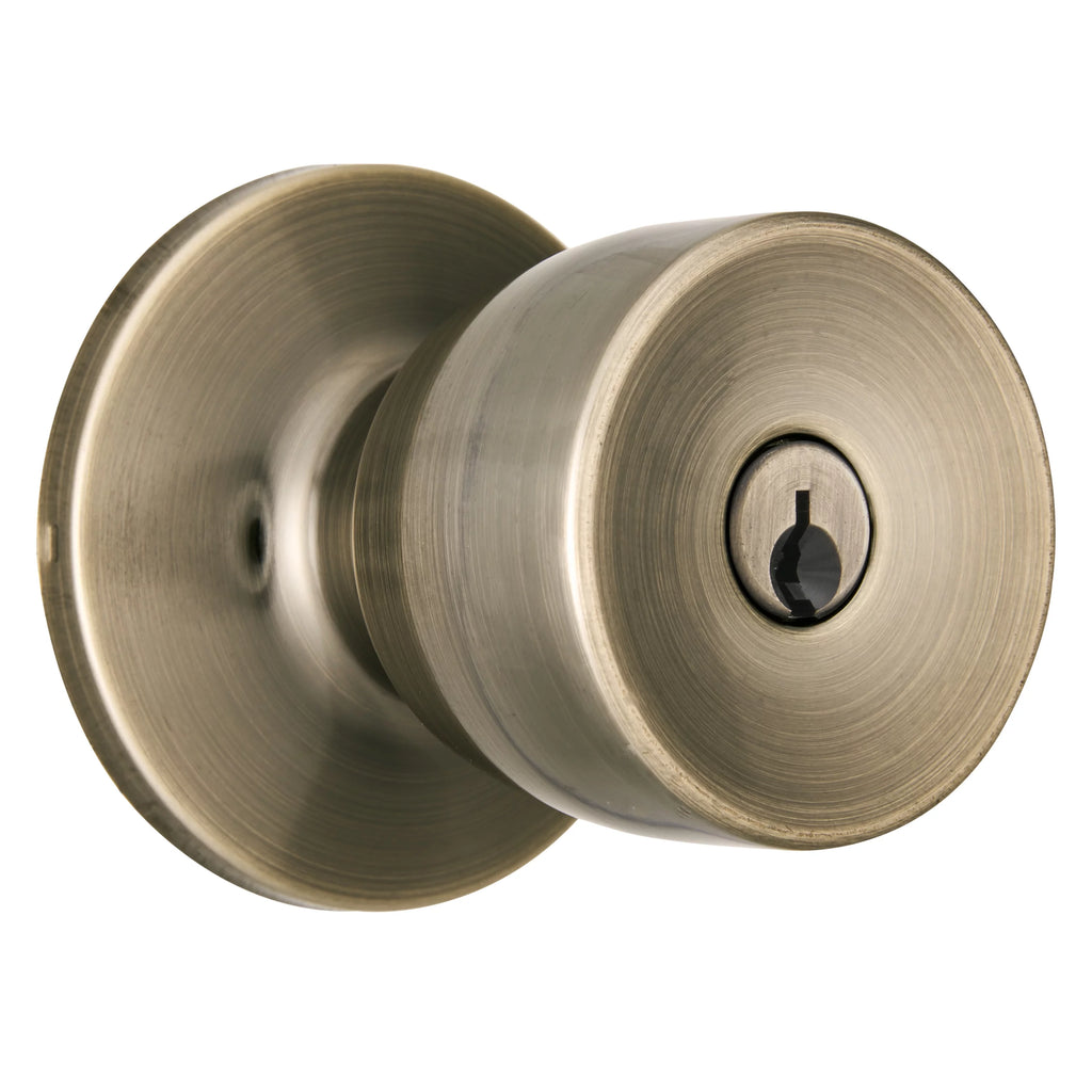 Antique Brass Keyed Entry Doorknob and Deadbolt Combo Twin Pack U961396