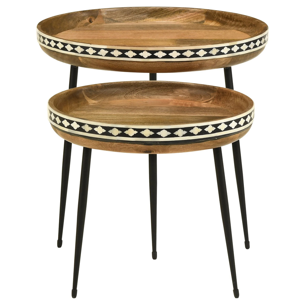 Wood Farmhouse Round Nesting Table L8769
