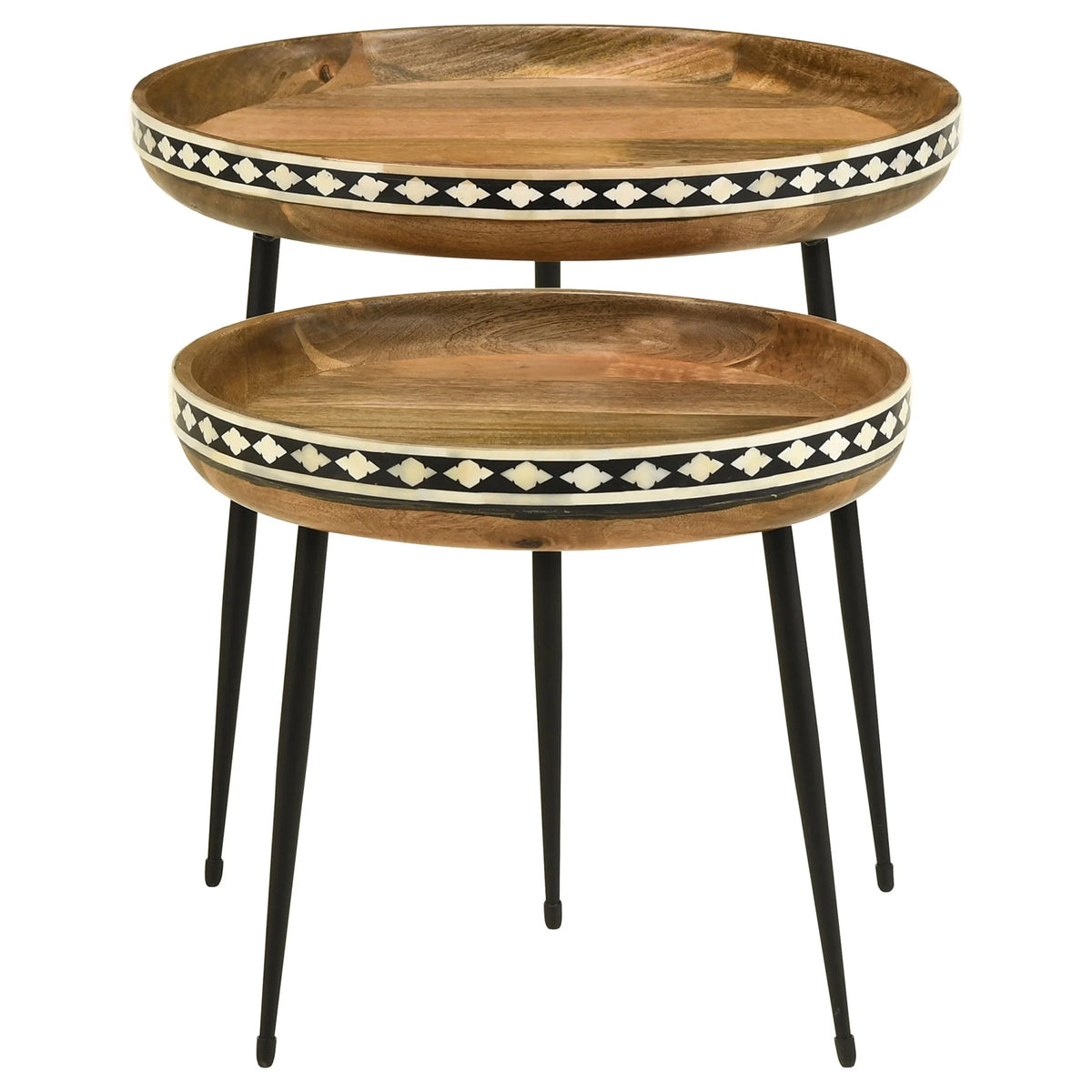 Wood Farmhouse Round Nesting Table L8769