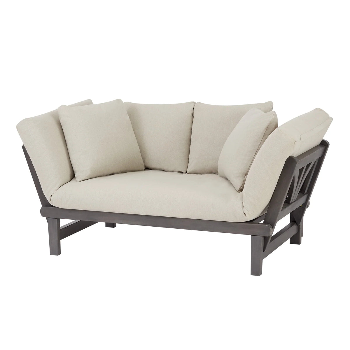 Convertible Wood Outdoor Sofa Blue Cushions F52018