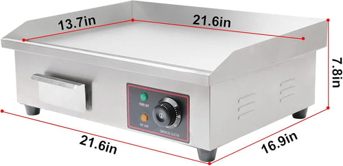 22 Inch Electric Countertop Griddle W112010