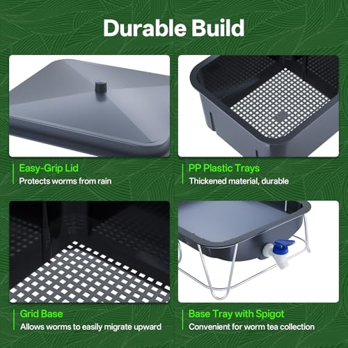 15L 3-Tray Worm Farm Composting Bin with Tool Set O910