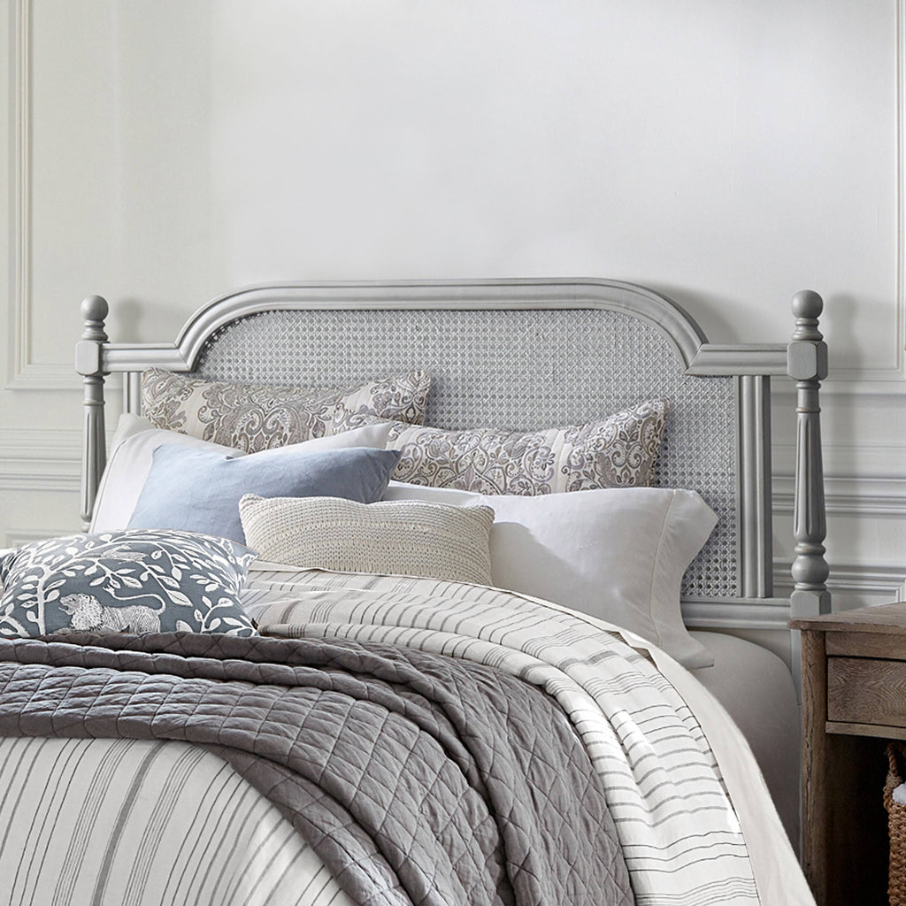 King French Grey Wood and Cane Headboard E66571