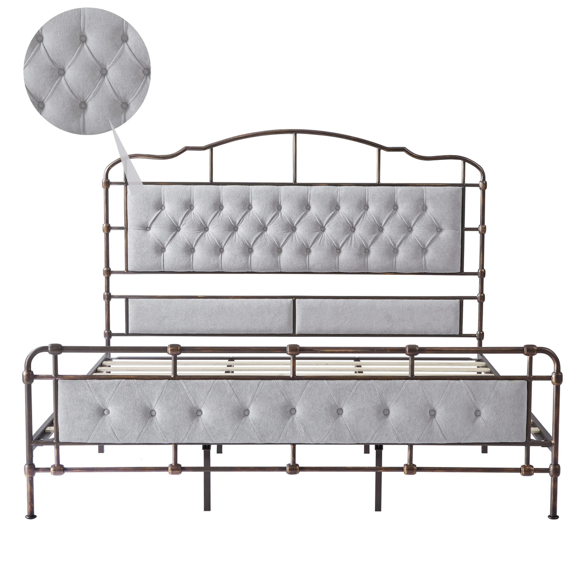 King Size Gray Metal Bed Frame G7096