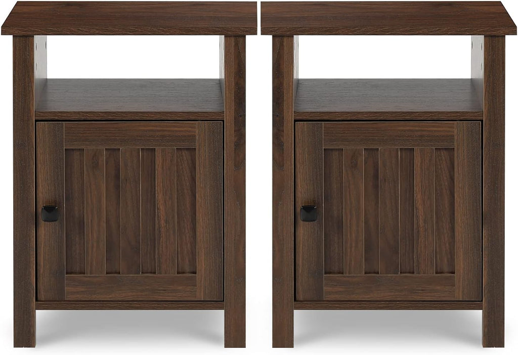 Set of 2 Brown Wood Nightstand with Door R134