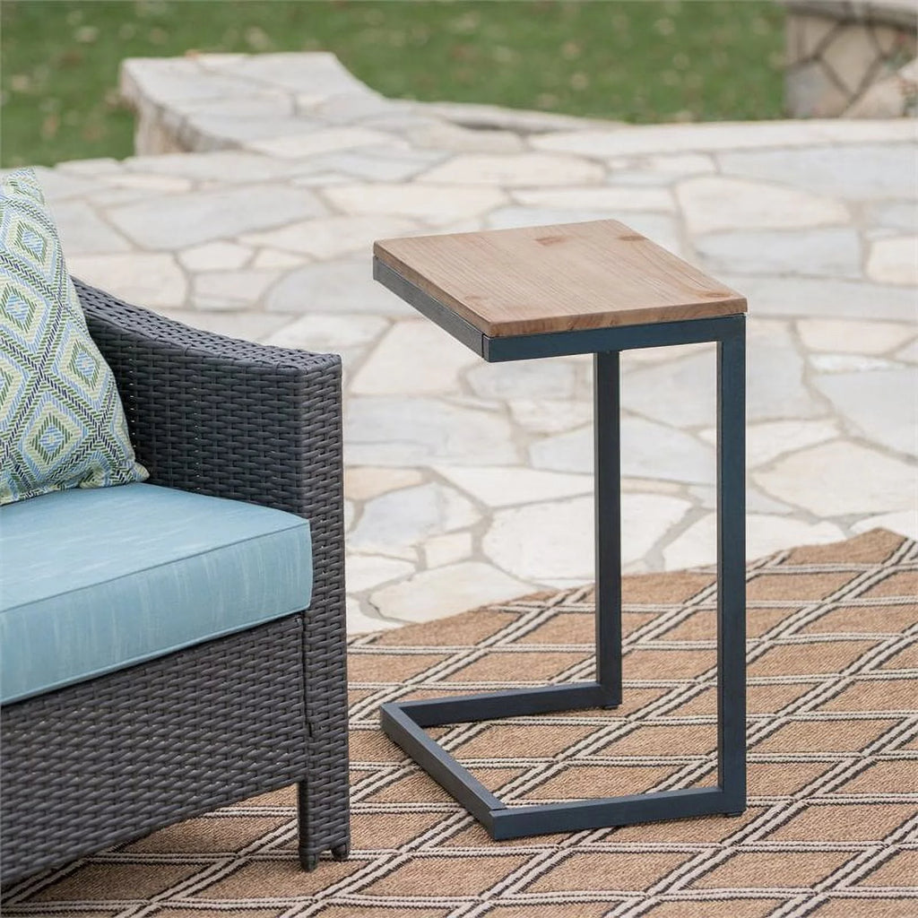 C-Shaped Accent Table in Brown and Black W472