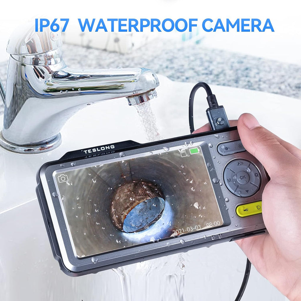 Triple Lens Endoscope Borescope Inspection Camera with 5'' Screen 16.5ft Y74289